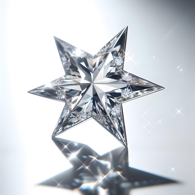 Stella di cristallo luccicante su uno sfondo bianco illustrazione 3D