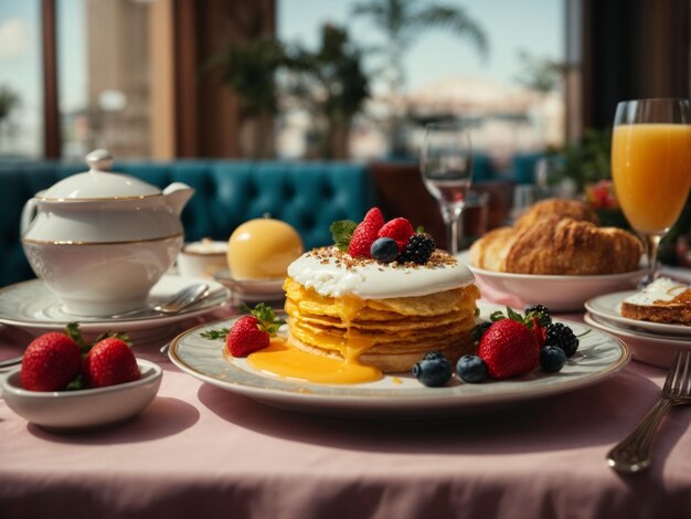 Stella Michelin e colazione premium in un ristorante raffinato fotografia cinematografica di cibo