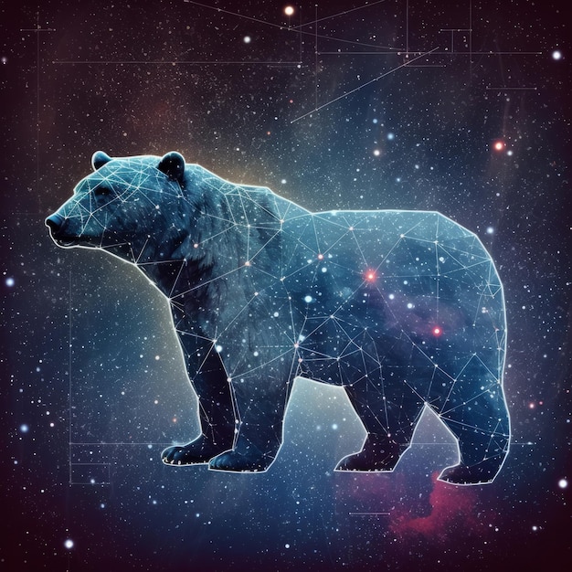 Stelle costellazione dell'Orsa Maggiore nel cielo notturno Illustrazione AI GenerativexA