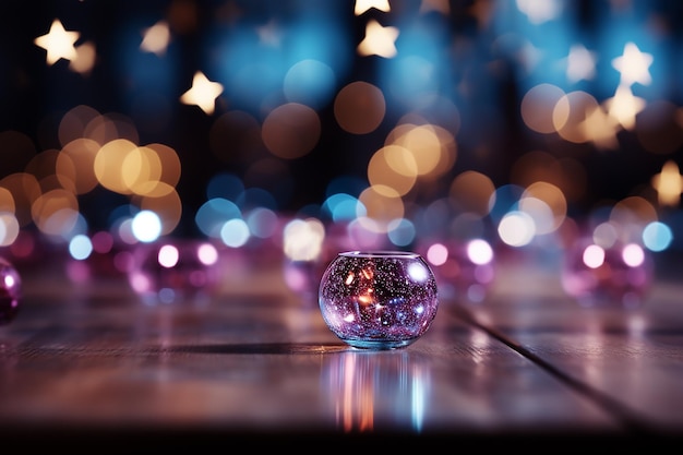 Stelle di Bokeh blu e rosa di Natale sullo sfondo