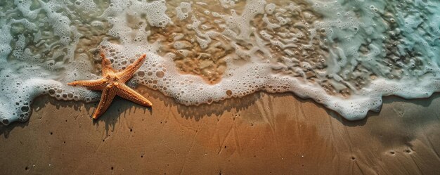 Stelle di mare sulla riva con le onde