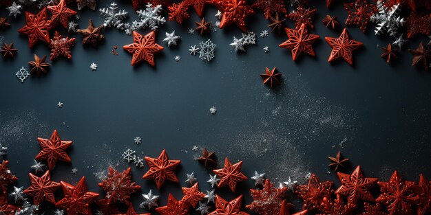 stelle e fiocchi di neve bandiera di decorazione natalizia