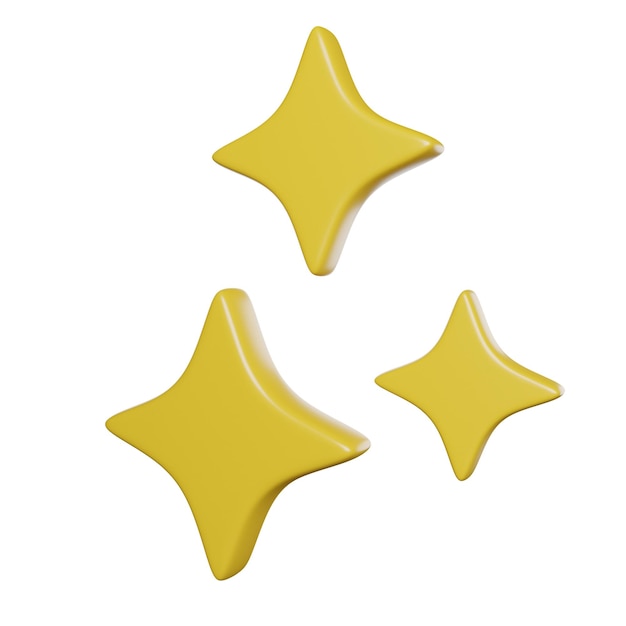 Stelle gialle luminose in stile cartone animato 3D