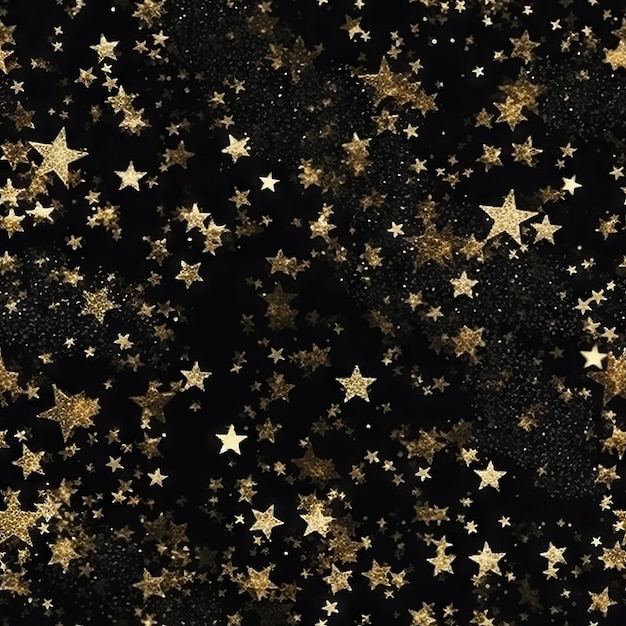 Stelle glitter dorate su sfondo nero