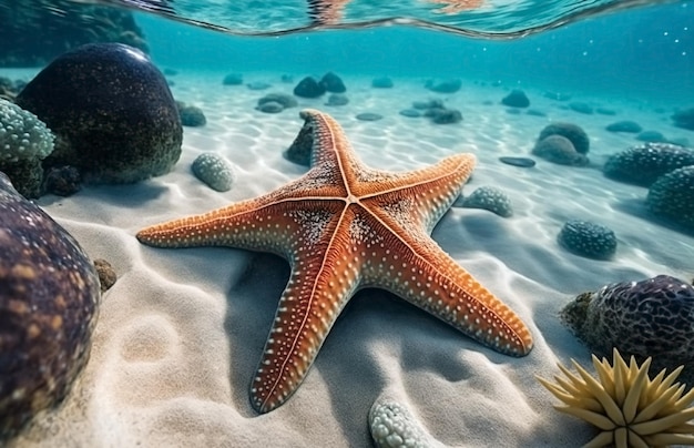 Stelle marine sulla spiaggia nel mare IA generativa