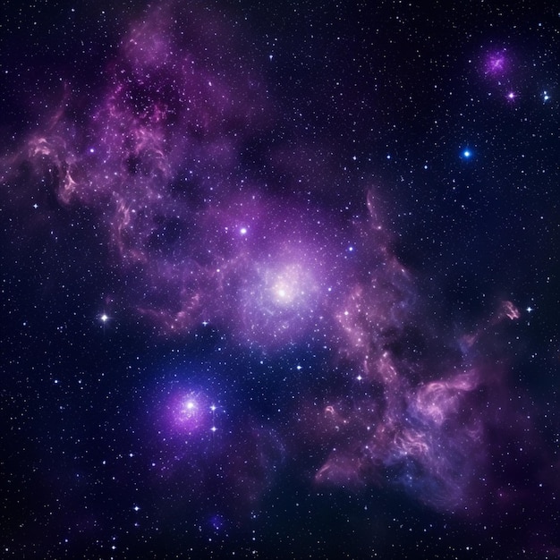 Stelle viola e blu in un cielo scuro con poche stelle ai generatrici