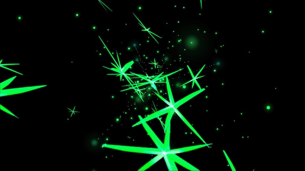 stelle volanti verdi su sfondo nero