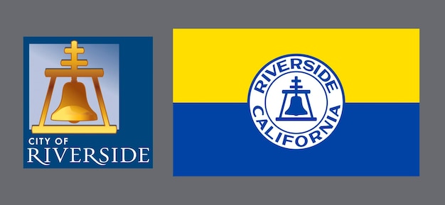 Stemma e bandiera della città degli Stati Uniti Riverside Sfondo per i designer