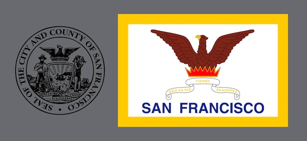 Stemma e bandiera della città statunitense di San Francisco Sfondo per i designer