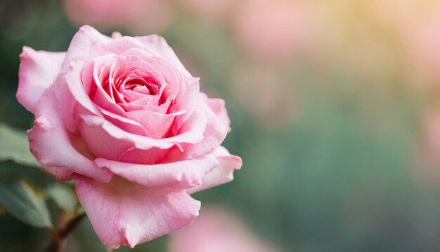 Stendardo orizzontale con una rosa rosa su uno sfondo sfocato Bella natura