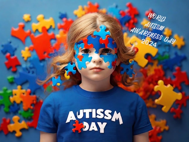 Stendardo per la Giornata Mondiale della Consapevolezza sull'Autismo con pezzi di puzzle colorati