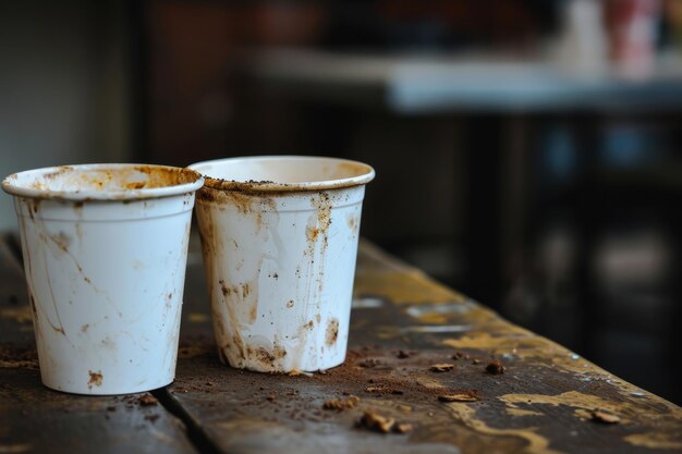 stiamo assumendo un sacco di tazze di caffè bianche sporche vuote