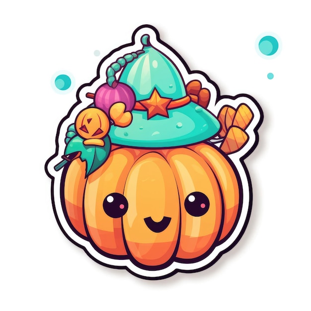 Sticker da cartone animato carino di Halloween disegno piatto senza sfondo