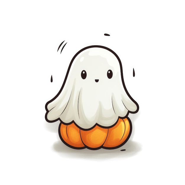 Sticker di cartone animato di Halloween minimalista e carino con disegno piatto isolato su uno sfondo bianco