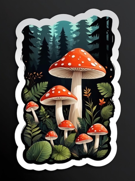 Sticker di design per maglietta "Funghi nella foresta"