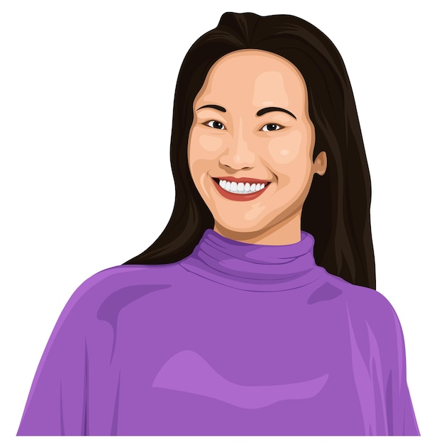 Sticker di donna asiatica PNG carattere isolato su sfondo trasparente
