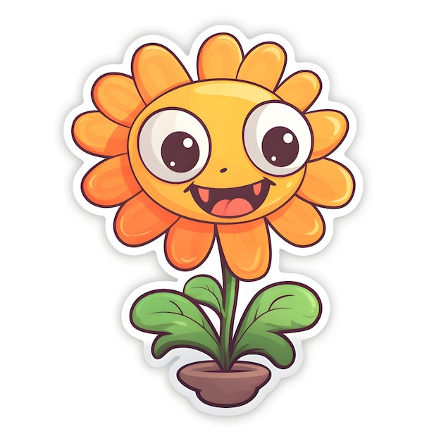 Sticker di fiori di cartoni animati isolati su sfondo bianco Illustrazione vettoriale