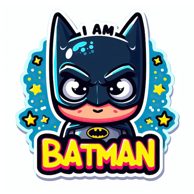 Sticker divertente di Batman isolato su sfondo bianco