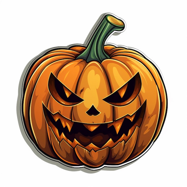 Sticker halloween zucca sorridente jack immagine di sfondo bianca Ai generata arte