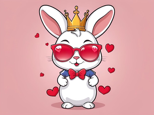 Sticker Piccolo coniglietto carino che abbraccia un'illustrazione di cuore