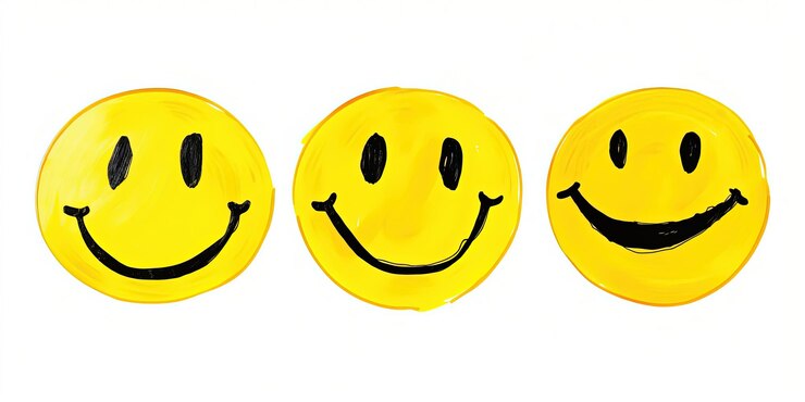 Photo sticker pieces with smiling faces in the style of bruce nauman
