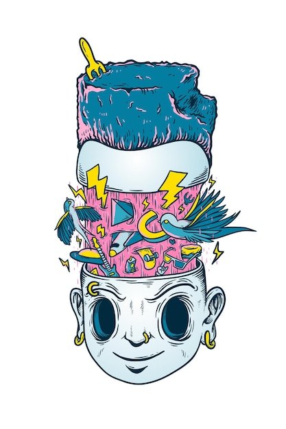 Sticker png del cervello creativo sfondo trasparente