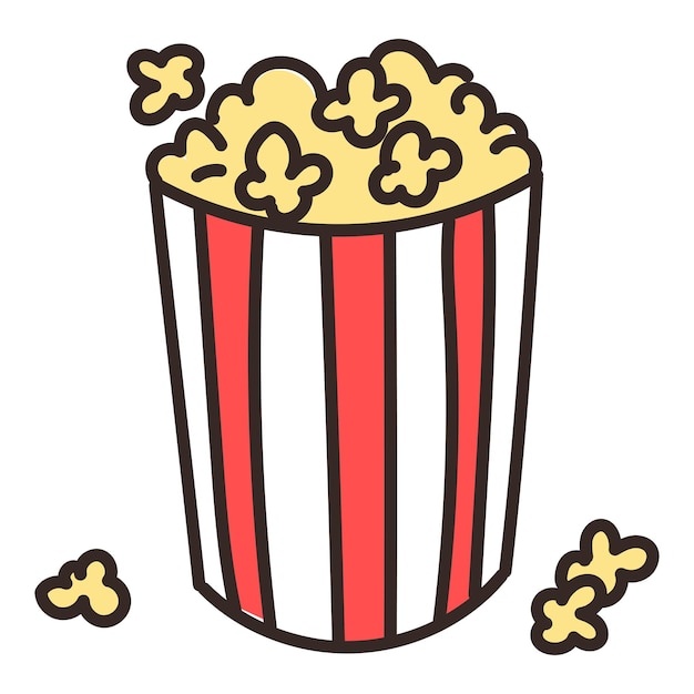 Sticker png di popcorn doodle sfondo trasparente