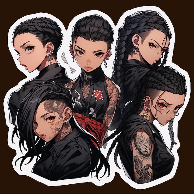 Sticker premium ai generato tema yakuza