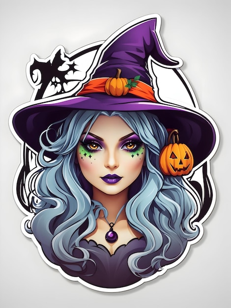 stickerwhite_ background_halloween_witch_beautif_3