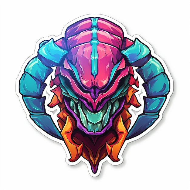 stiker Un'illustrazione dettagliata di un adorabile scorpione colorato con testa singola