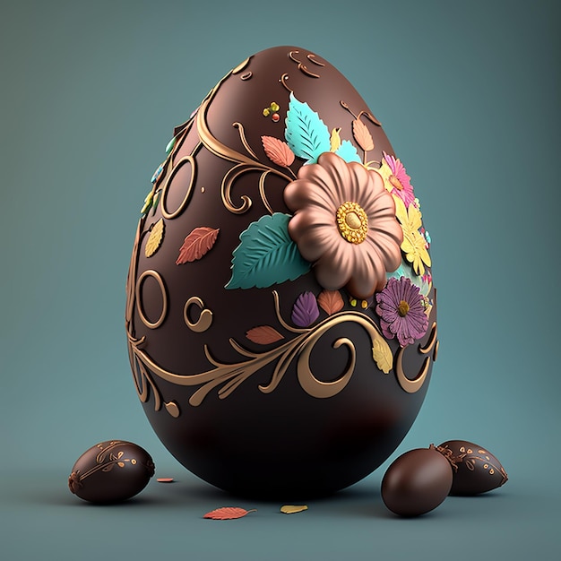 Stile 3D del fiore del cioccolato dell'uovo di Pasqua