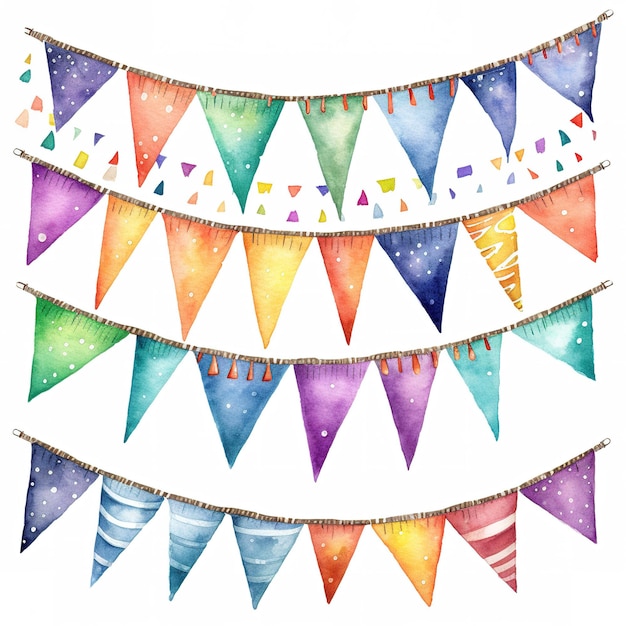 Stile acquerello Bunting di compleanno