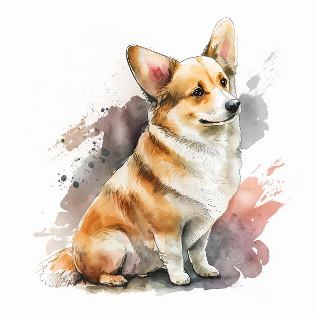 Stile acquerello cane Corgi