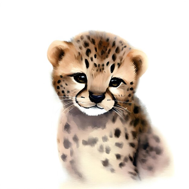 Stile acquerello ghepardo isolato su sfondo bianco