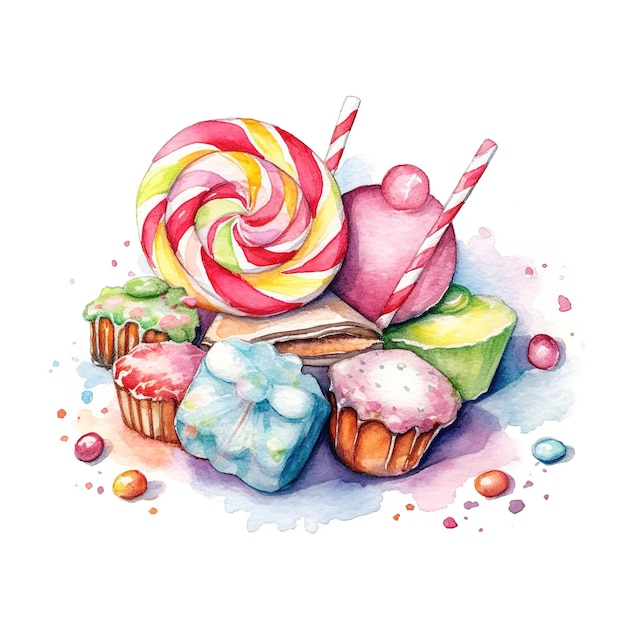 Stile ad acquerello piuttosto artistico dolci trattamenti clipart