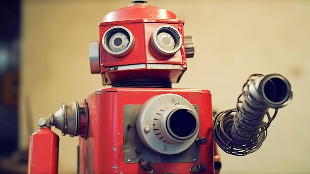 Stile degli anni '50 robot vecchio giocattolo retro futuro IA generativa