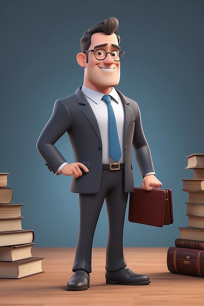 Stile di animazione 3D Illustrazione del personaggio dei cartoni animati di Lawyer