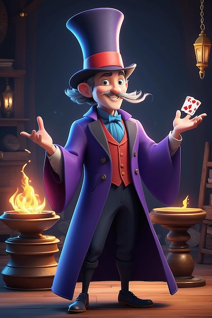 Stile di animazione 3D illustrazione del personaggio dei cartoni animati di Magician