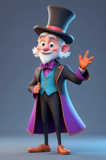 Stile di animazione 3D illustrazione del personaggio dei cartoni animati di Magician