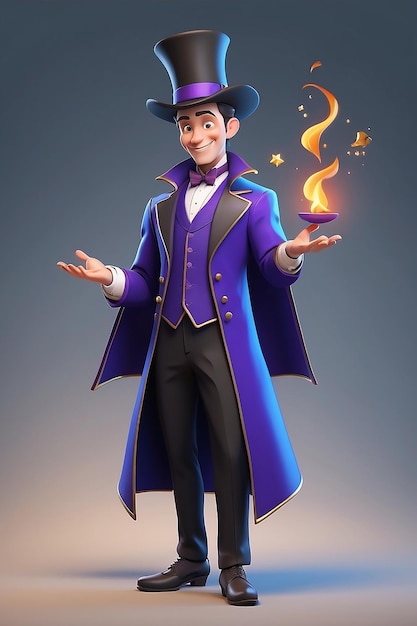 Stile di animazione 3D illustrazione del personaggio dei cartoni animati di Magician
