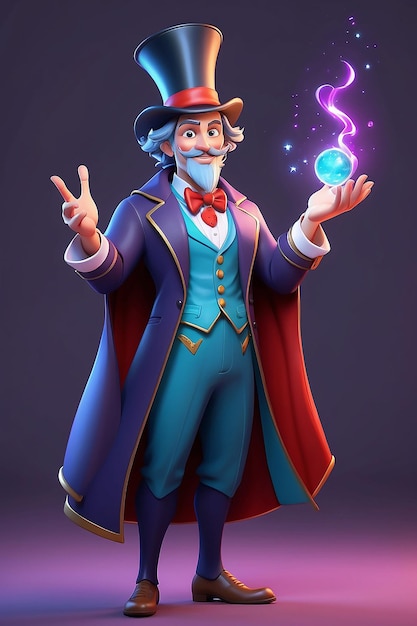 Stile di animazione 3D illustrazione del personaggio dei cartoni animati di Magician