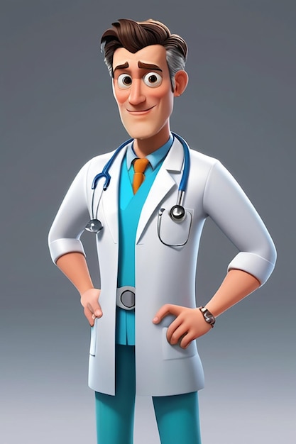 Stile di animazione 3D Illustrazione di un personaggio di cartone animato di un dottore