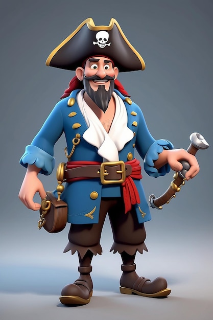 Stile di animazione 3D Illustrazione di un personaggio di cartone animato di un pirata