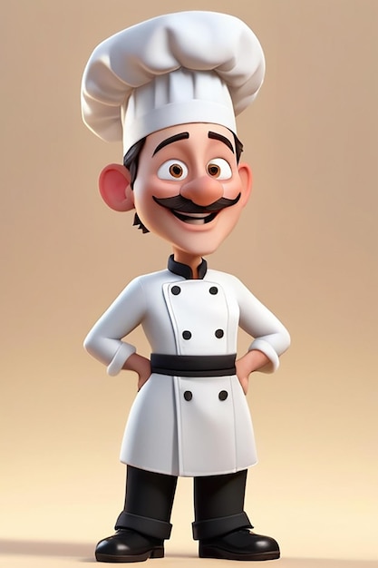 Stile di animazione 3D Illustrazione di un personaggio di cartone animato di uno chef