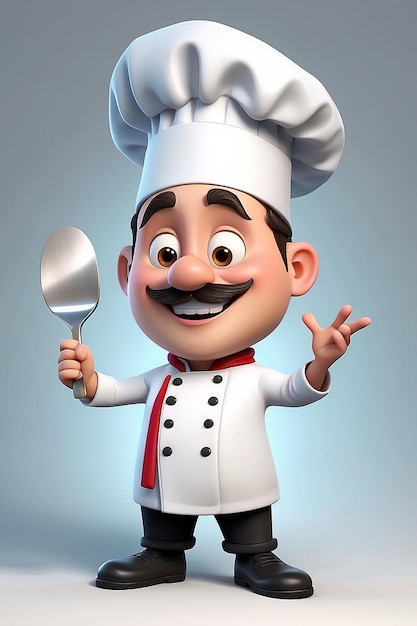 Stile di animazione 3D Illustrazione di un personaggio di cartone animato di uno chef