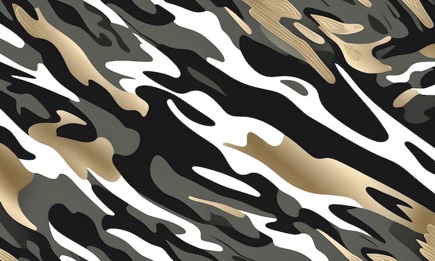 Stile di camuffamento in oro bianco nero Colori militari Stile vettoriale Camo sfondo Disegno grafico dell'esercito