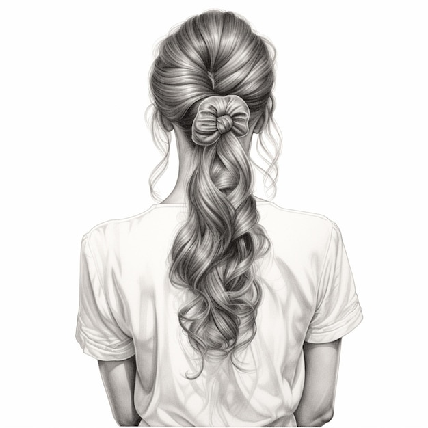 stile di capelli donna realistico da dietro veiw