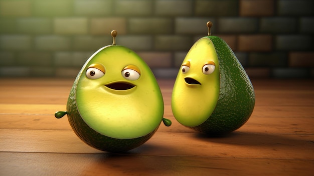 Stile di cartone animato di avocado