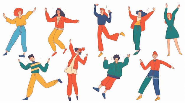 Stile di design piatto minimale illustrazione moderna di persone che ballano