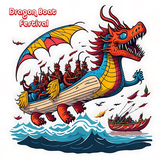 Stile di illustrazione del file PSD per la celebrazione del Happy Dragon Boat Festival cinese